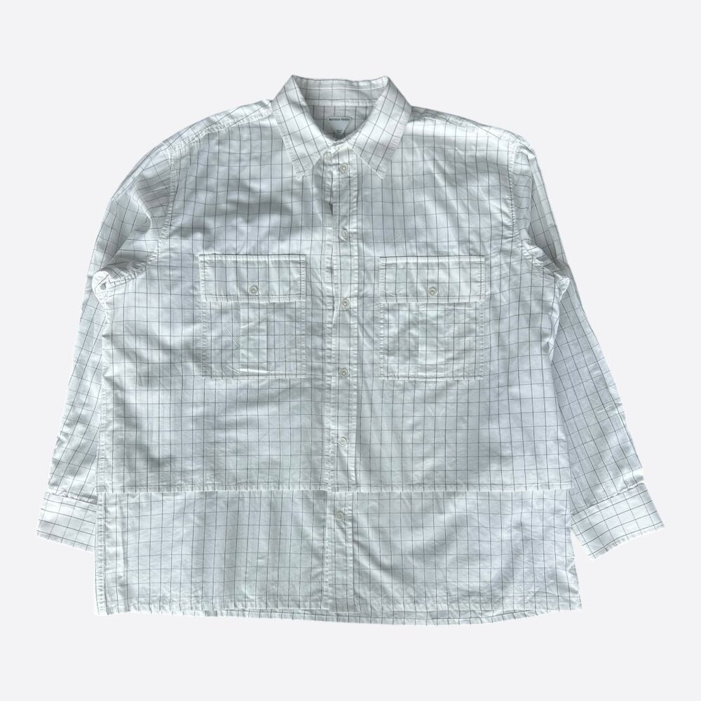 Bottega Veneta White & Black Zigzag Checkered Button Up Shirt